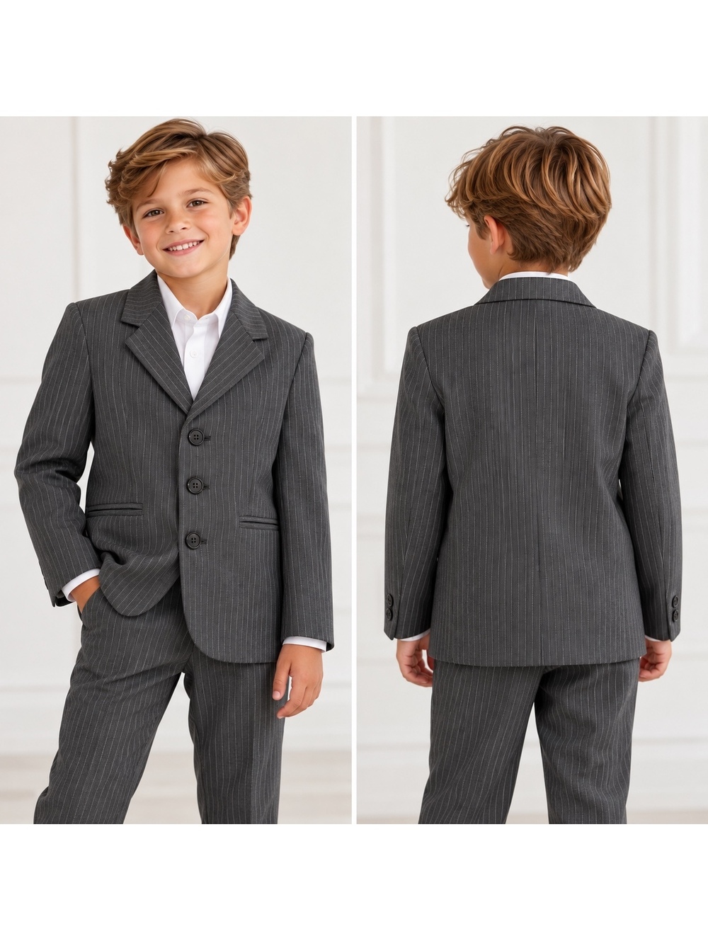 Amherst Boys Gray Pinstripe Blazer Sport Coat Size 6 Reg
